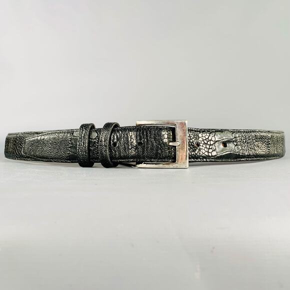 NO BRAND Size 42 Black Croc Embossed Leather Belt - Picture 1 of 7